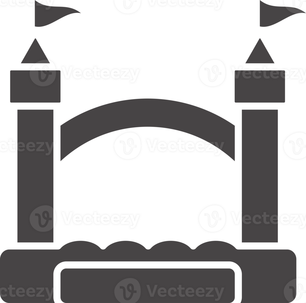 studsig uppblåsbar slott. trampolin piktogram för Hoppar spel. glyf illustration png