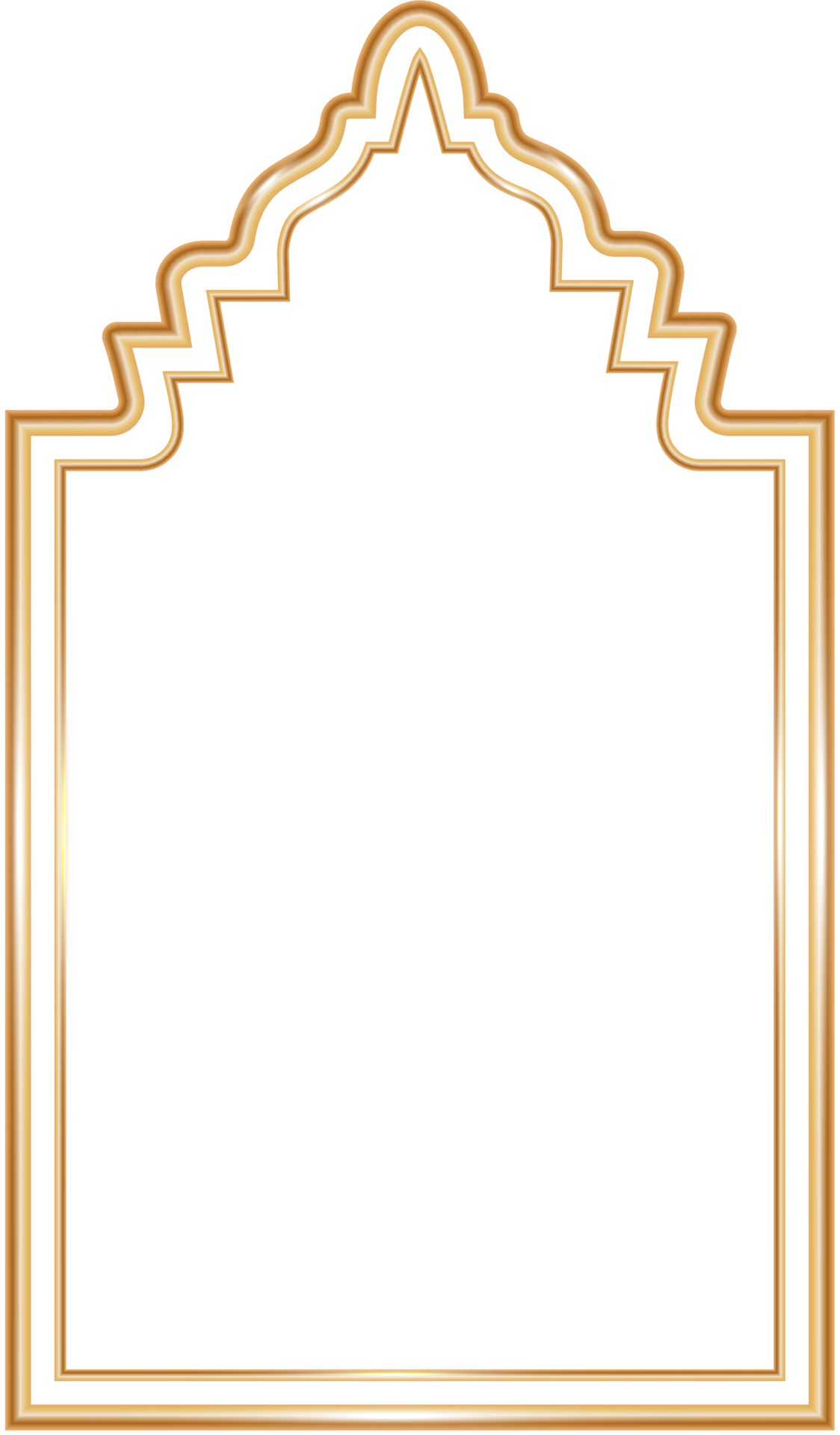 Ramadan window frame shape. Islamic golden arch. Muslim mosque element