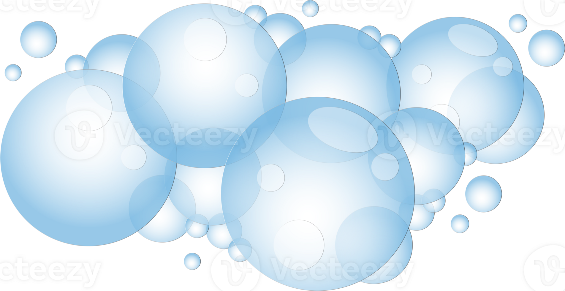 Cartoon soap foam with bubbles. Light blue suds of bath, shampoo, shaving, mousse. png