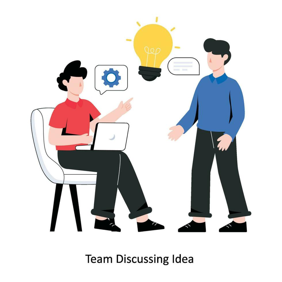 Team Discussing Idea flat style design vector illustration. stock illustration