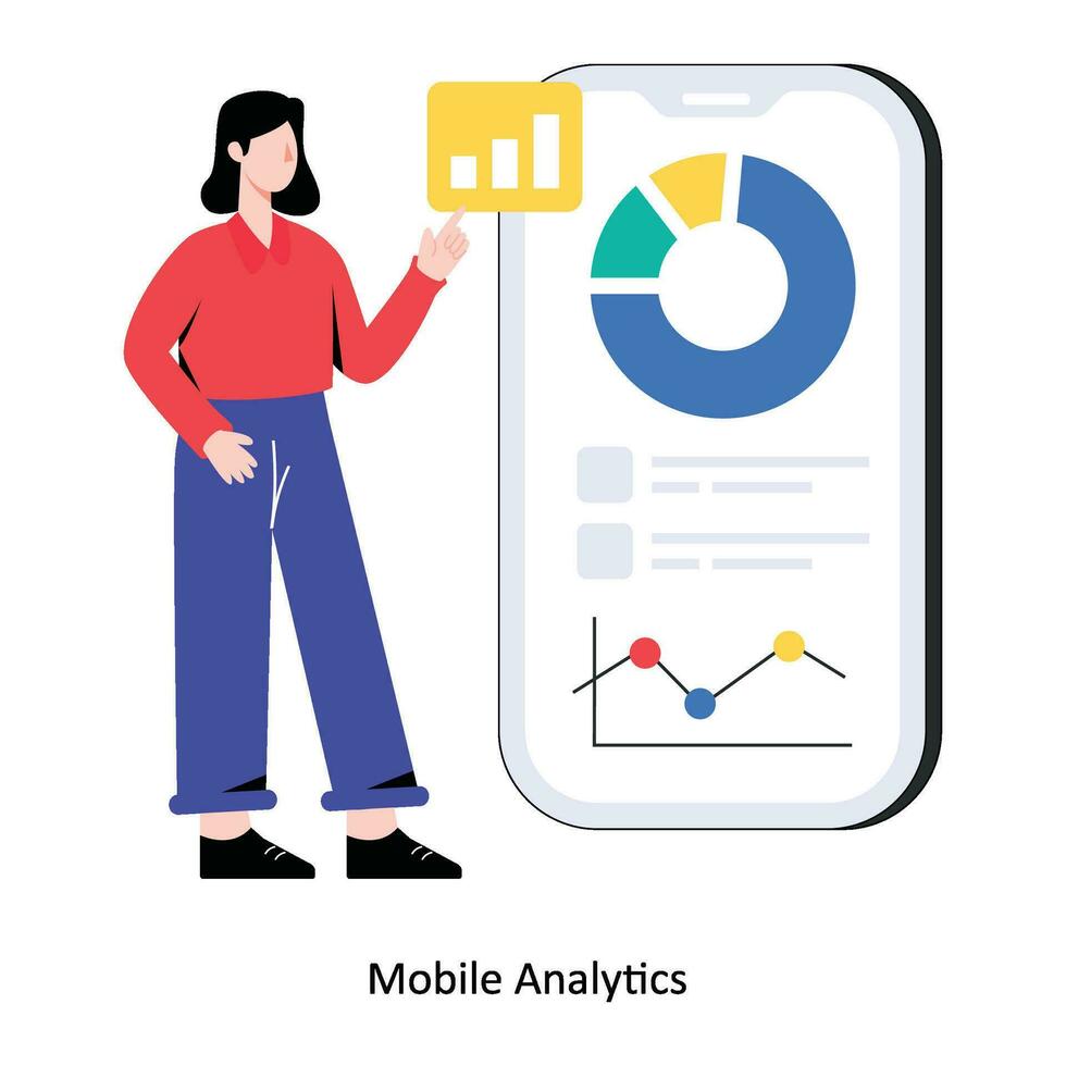 Mobile Analytics flat style design vector illustration. stock illustration