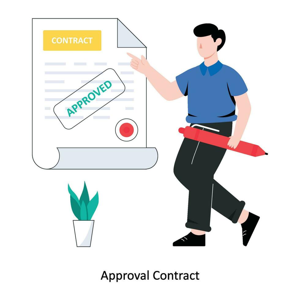 Approval contract flat style design vector illustration. stock illustration