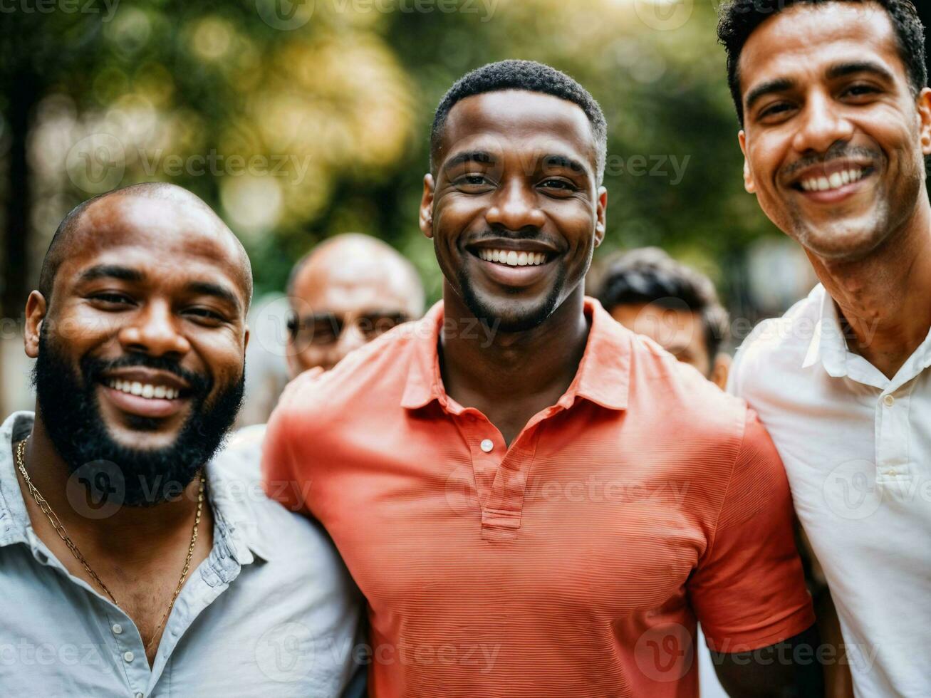 photo of group happy black strong man, generative AI