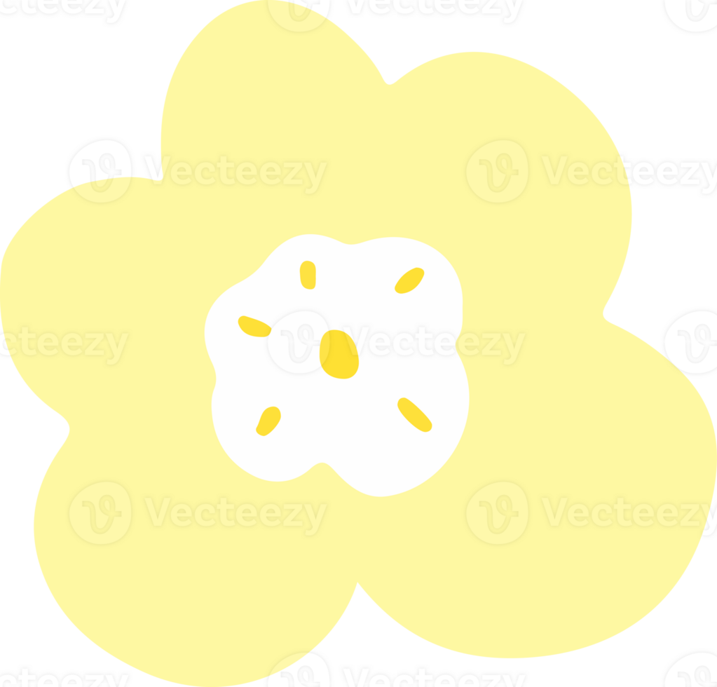 yellow flower doodle in japanese style illustration png