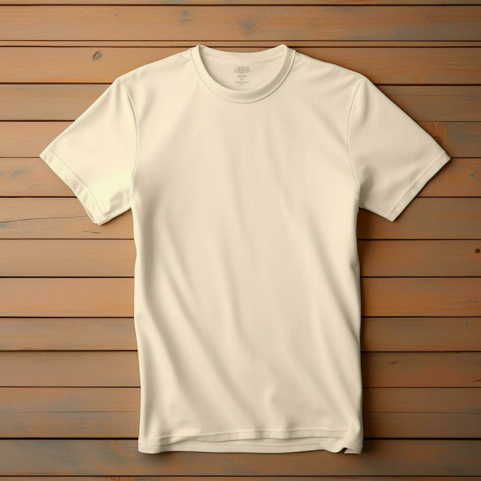 AI generative of a blank t-shirt in cream color in high quality, perfect to create a mockup preview photo