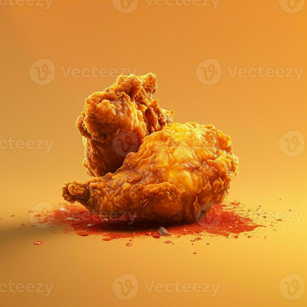 ai generativo 3d estilo diseño de frito pollo en amarillo antecedentes foto