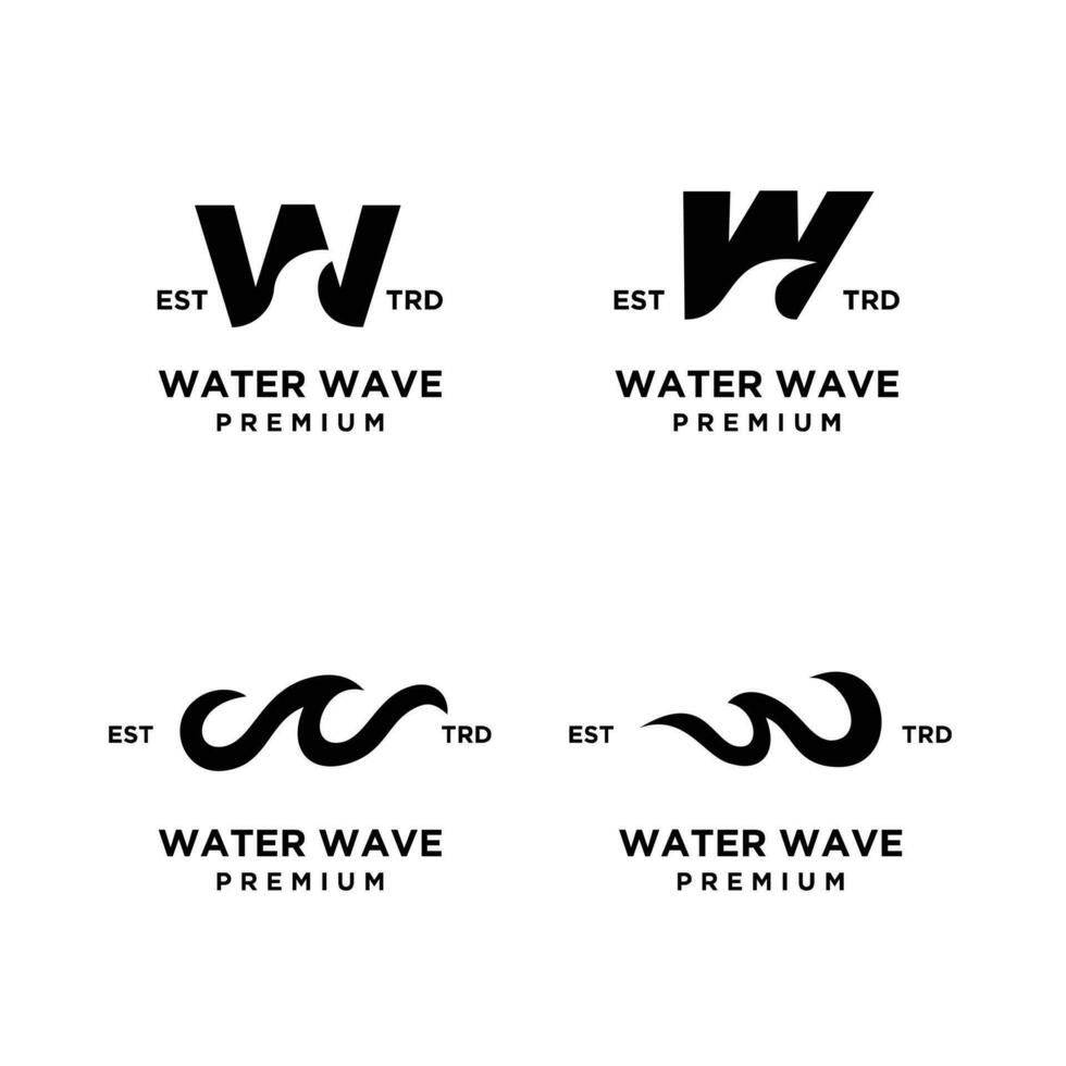 w letter water initial logo design template vector