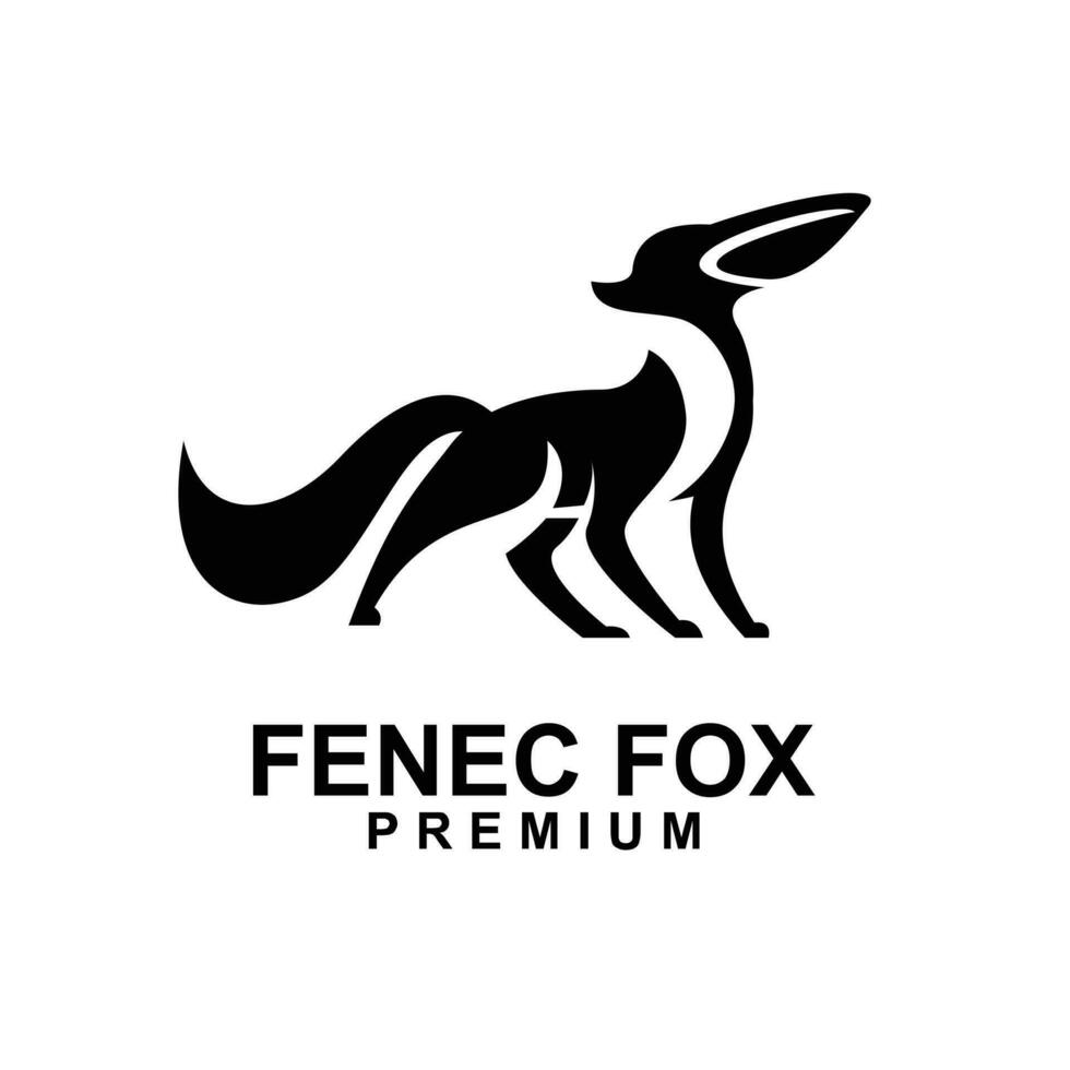 fennec zorro logo icono diseño ilustración negativo negro blanco vector