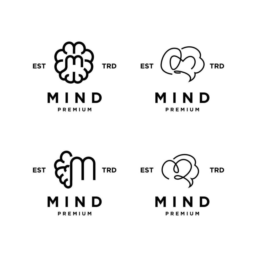 cerebro mente metro letra logo icono diseño ilustración vector