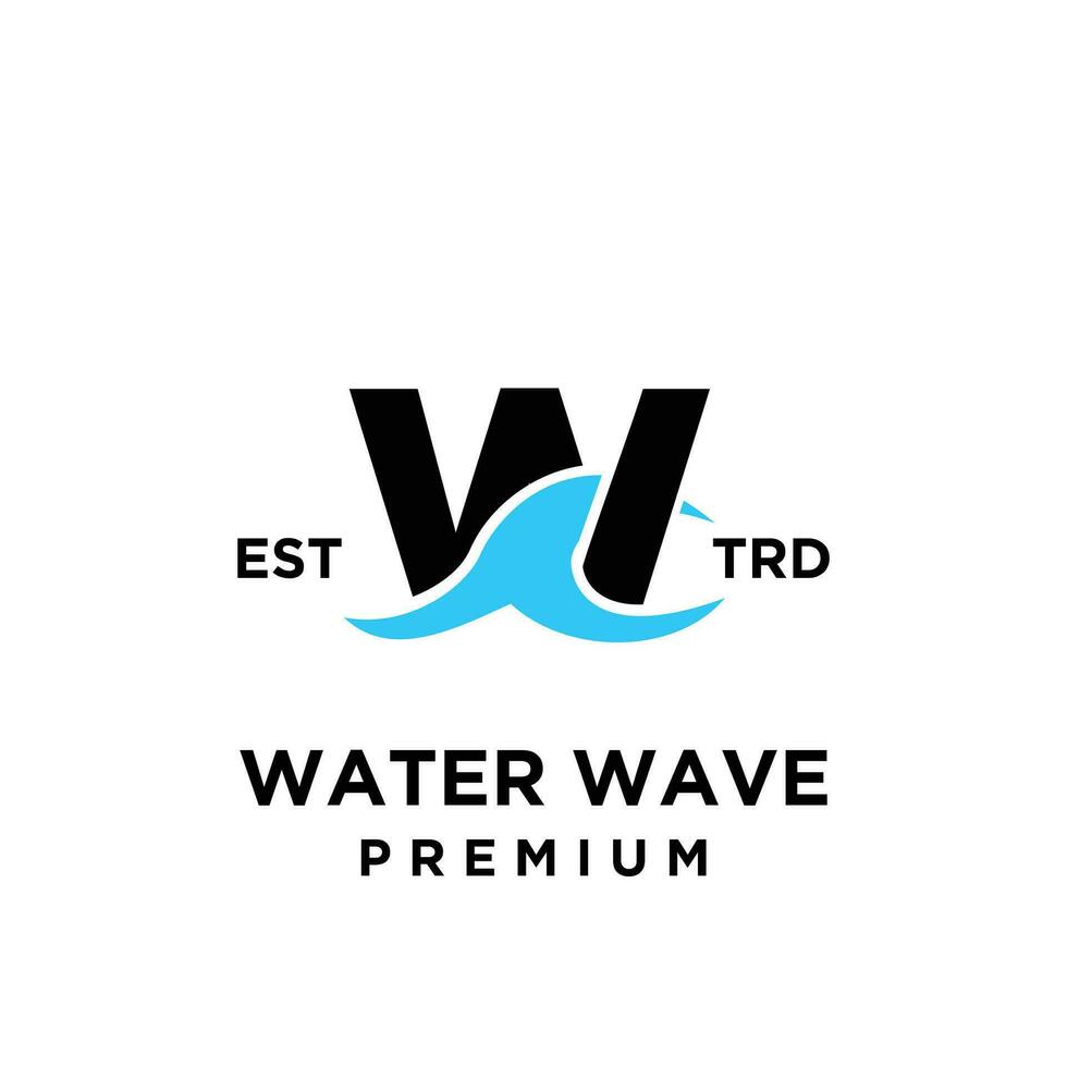 w letter water initial logo design template vector