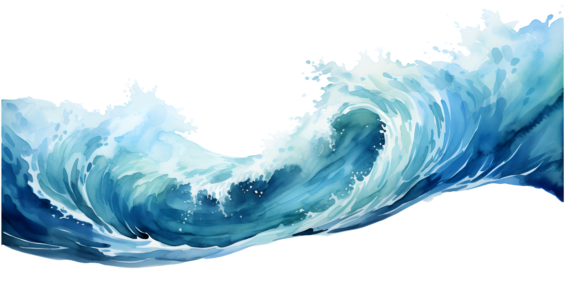 Abstract watercolor ocean water wave isolated with aqua splash