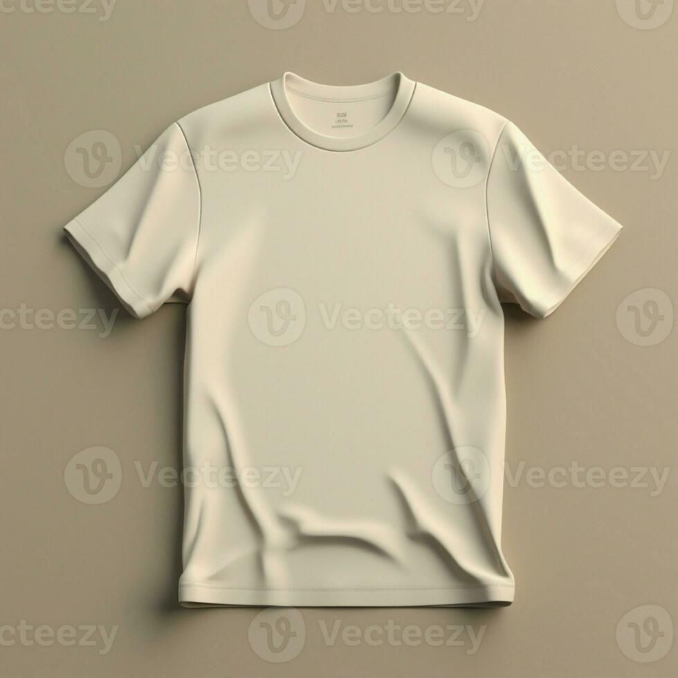 AI generative of a blank t-shirt in cream color in high quality, perfect to create a mockup preview photo