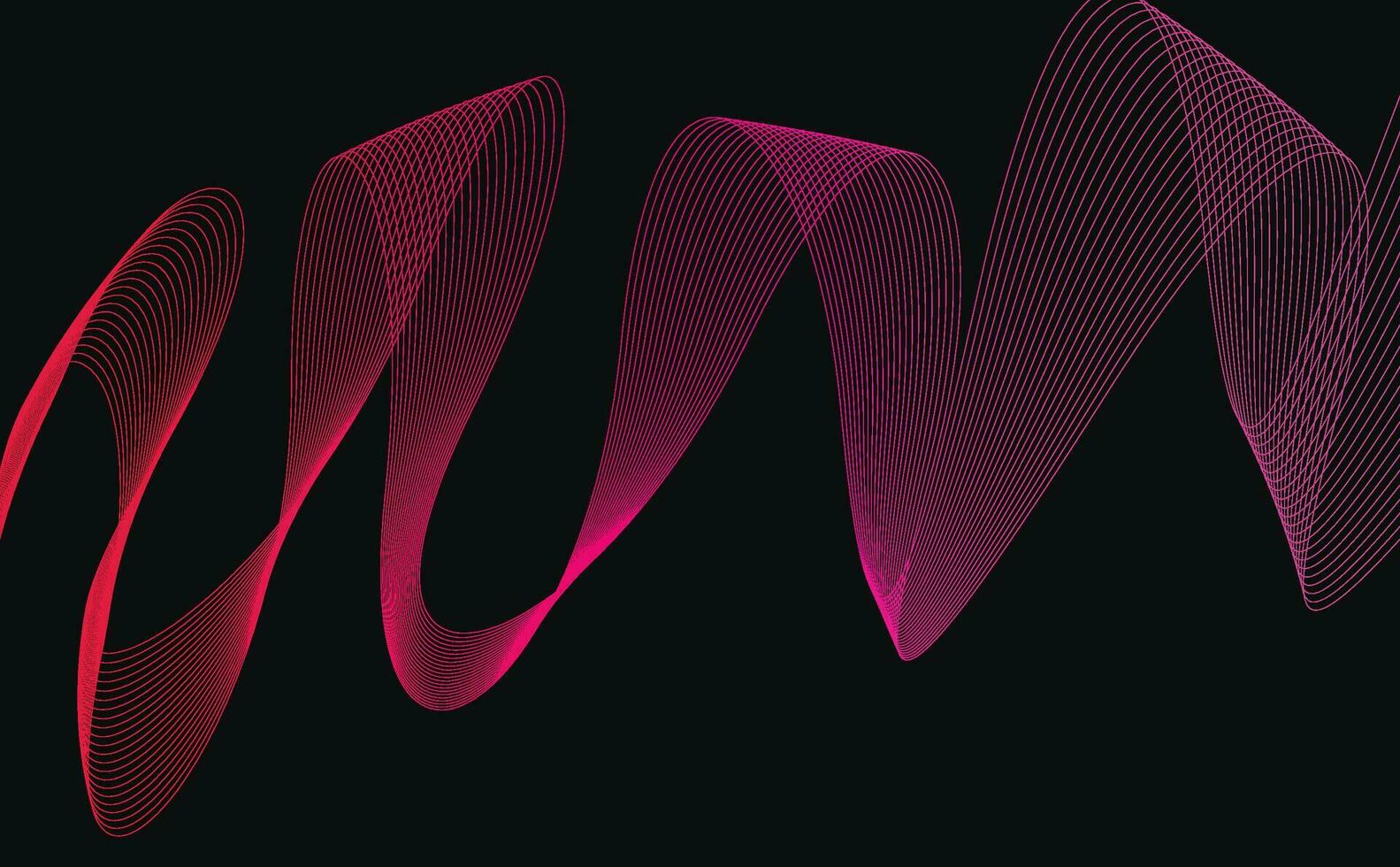 Modern trending abstract black background with curving bright full color ribbon of liquid paint. Template for design presentation, flyer, card, web page. Vector illustration EPS10