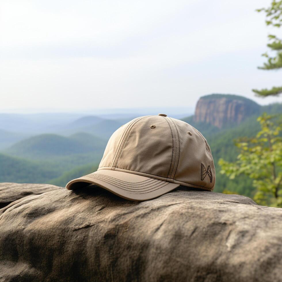 AI Generative Photo of blank light brown baseball hat, ultra realistic, 8K, suitable to create hat mockup or cap mockup