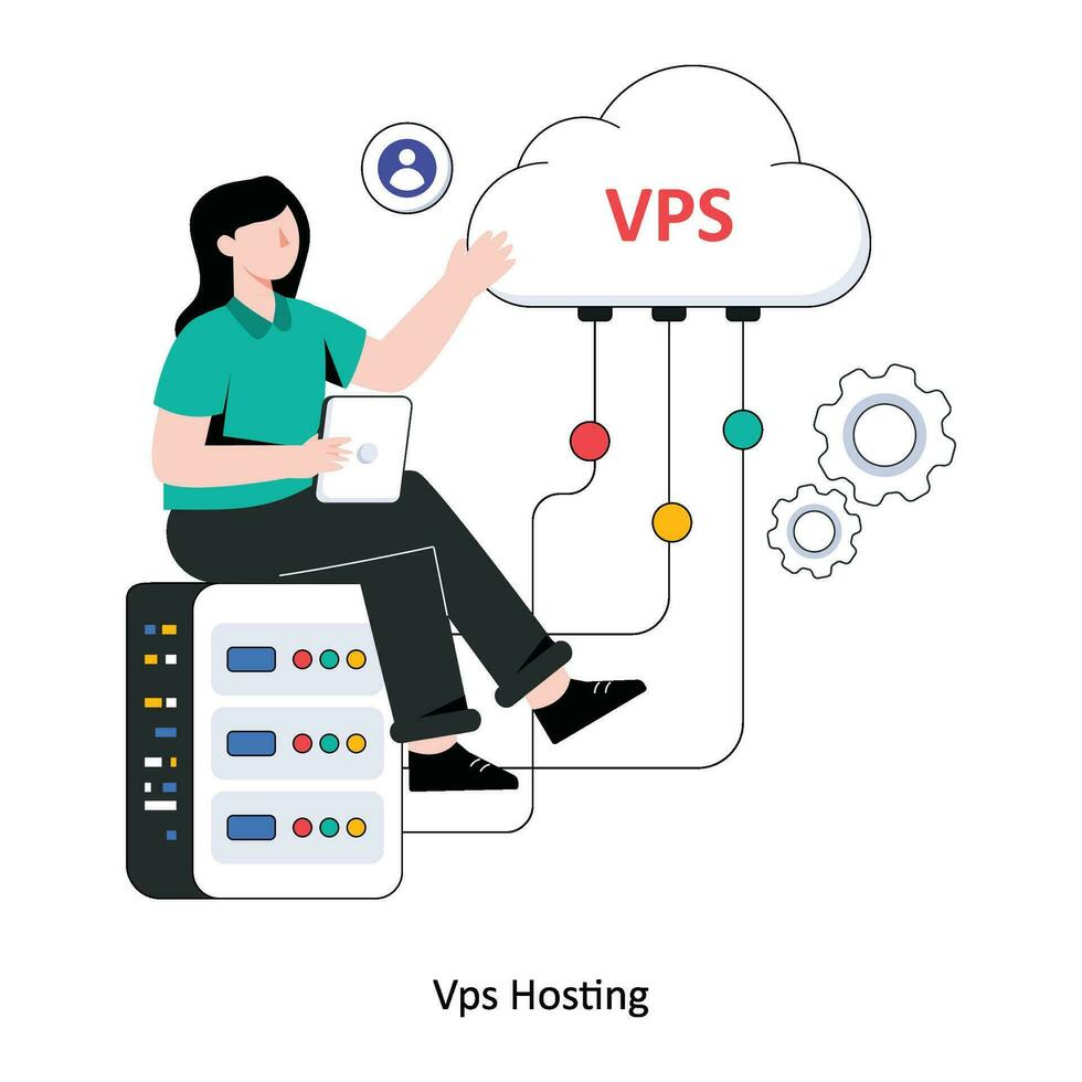 VPS hosting Flat Style Design Vector illustration. Stock illustration