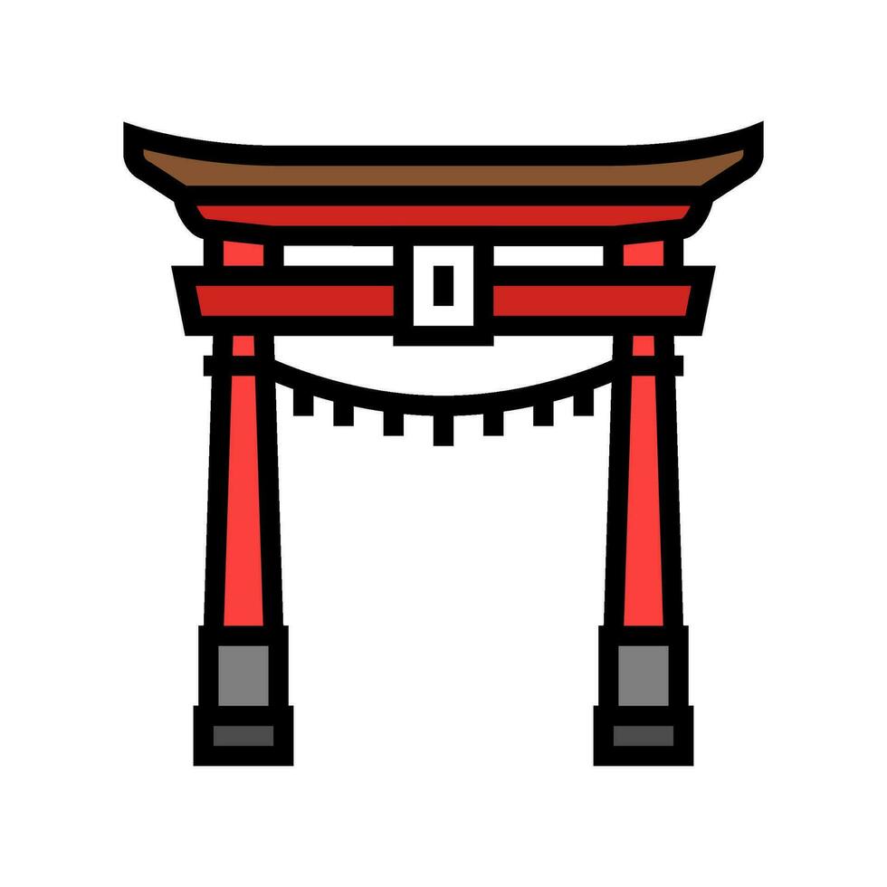 torii gate shintoism color icon vector illustration