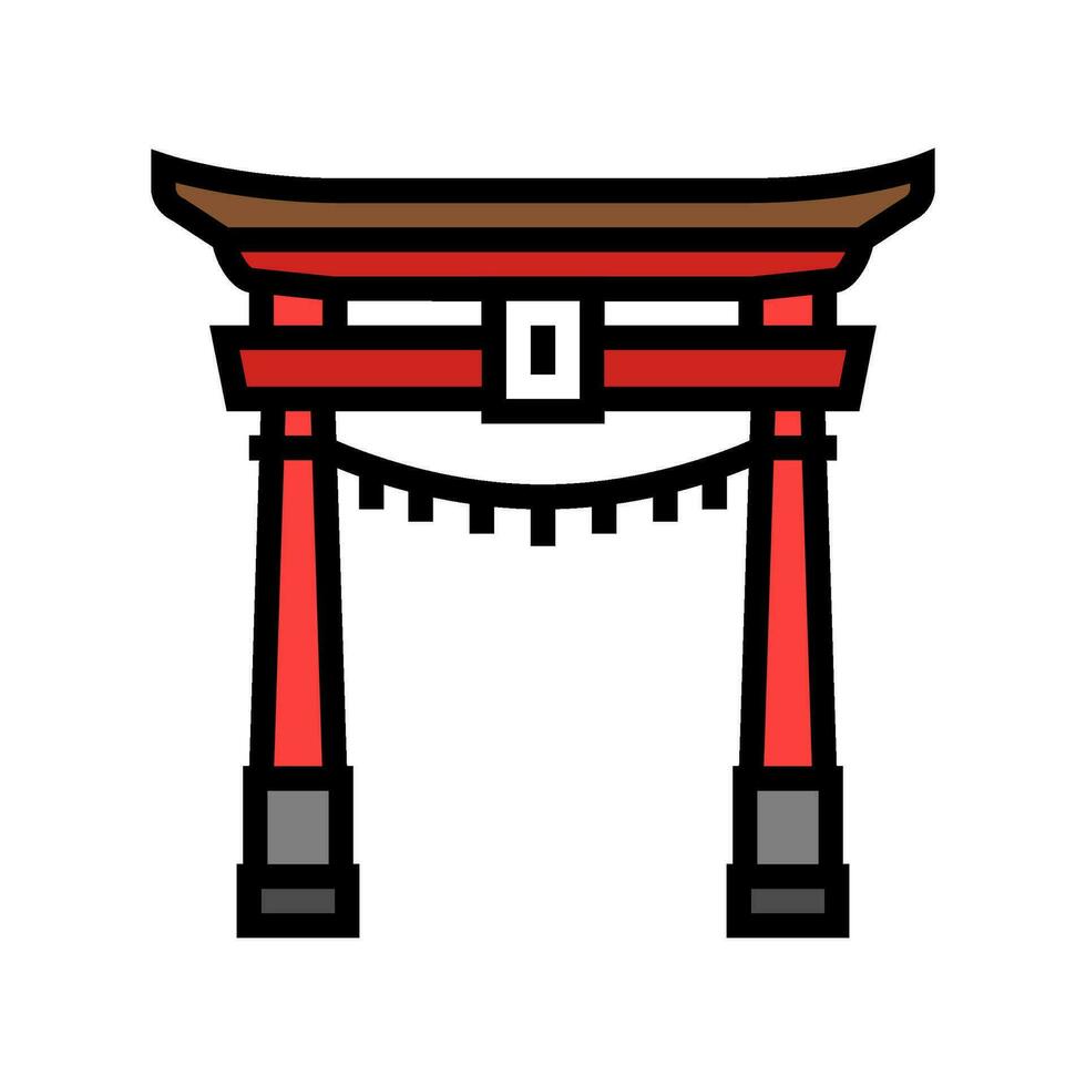 torii portón sintoísmo color icono vector ilustración