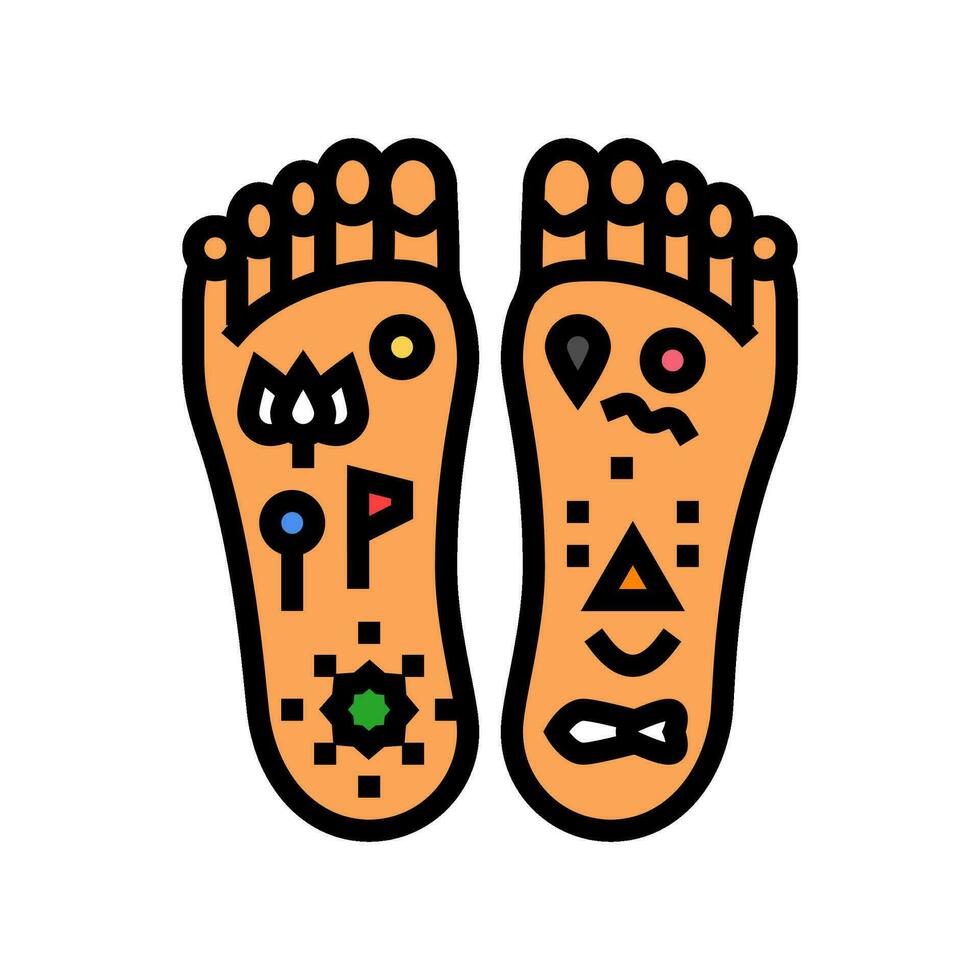 lotus feet divine feet color icon vector illustration