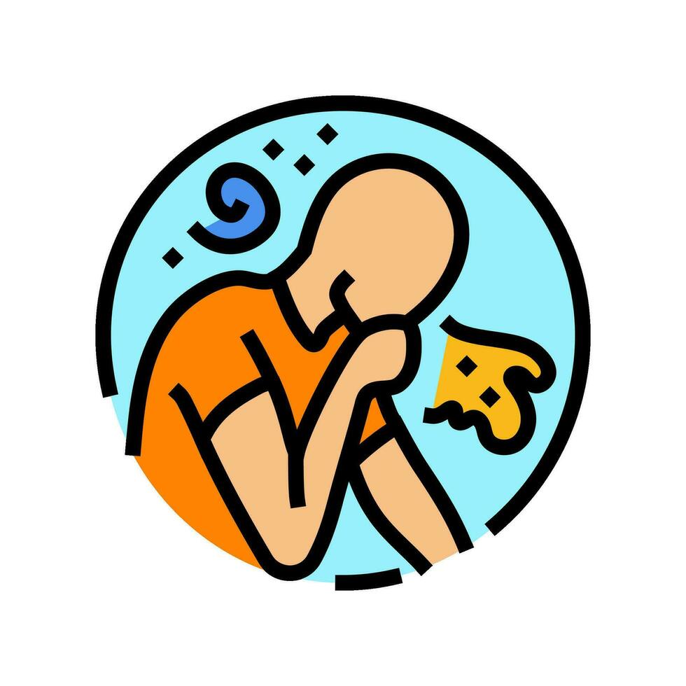 nausea vomiting disease symptom color icon vector illustration