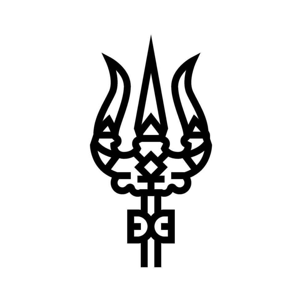 shiva tridente trishul línea icono vector ilustración
