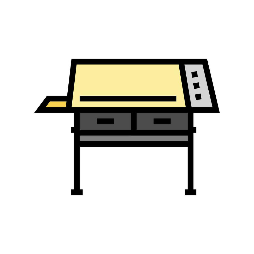 drafting table architectural drafter color icon vector illustration