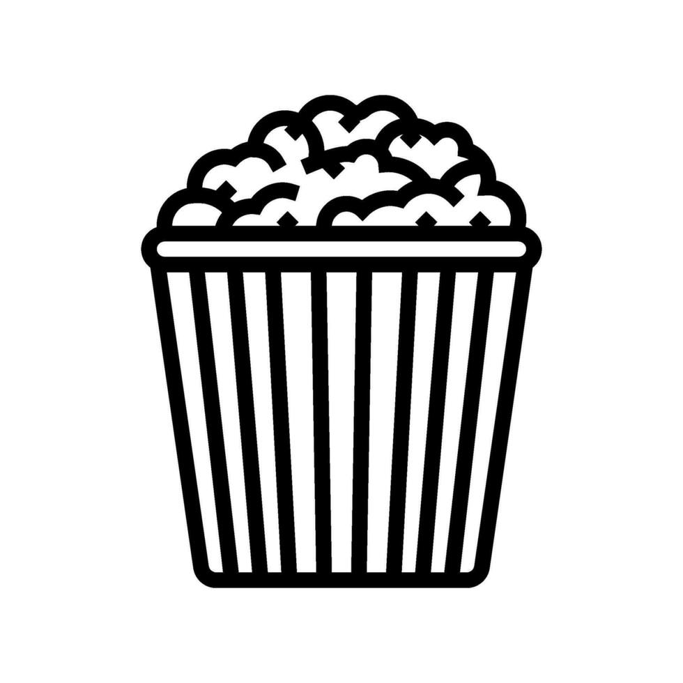 Cubeta palomitas de maiz comida bocadillo línea icono vector ilustración
