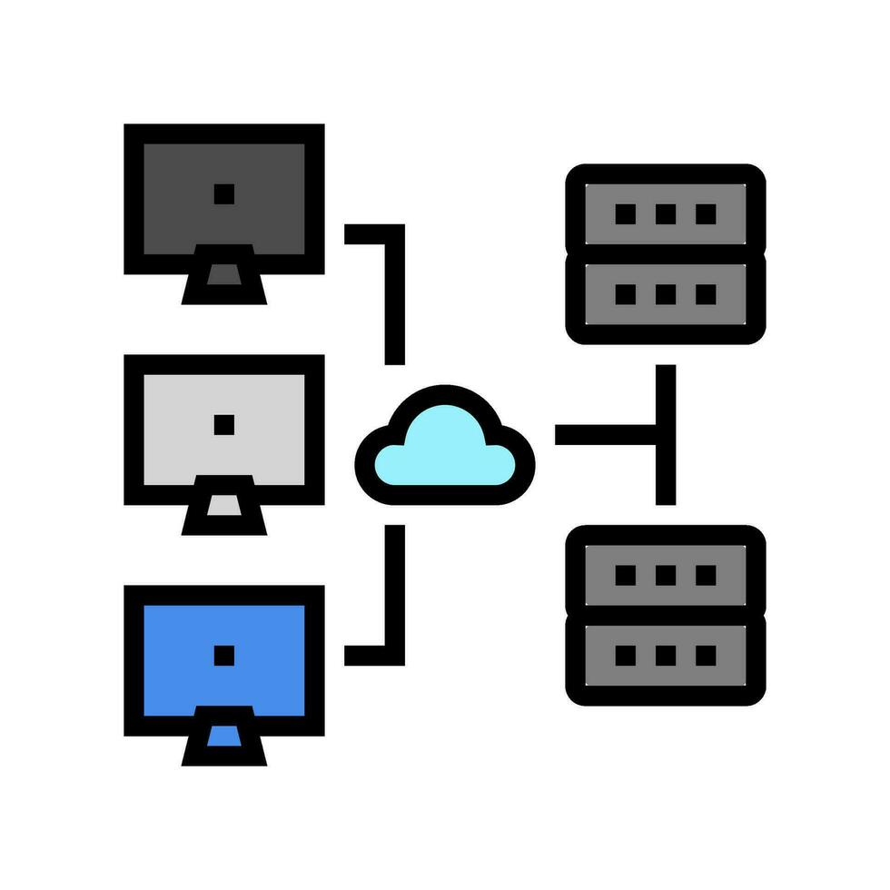 network configuration repair computer color icon vector illustration