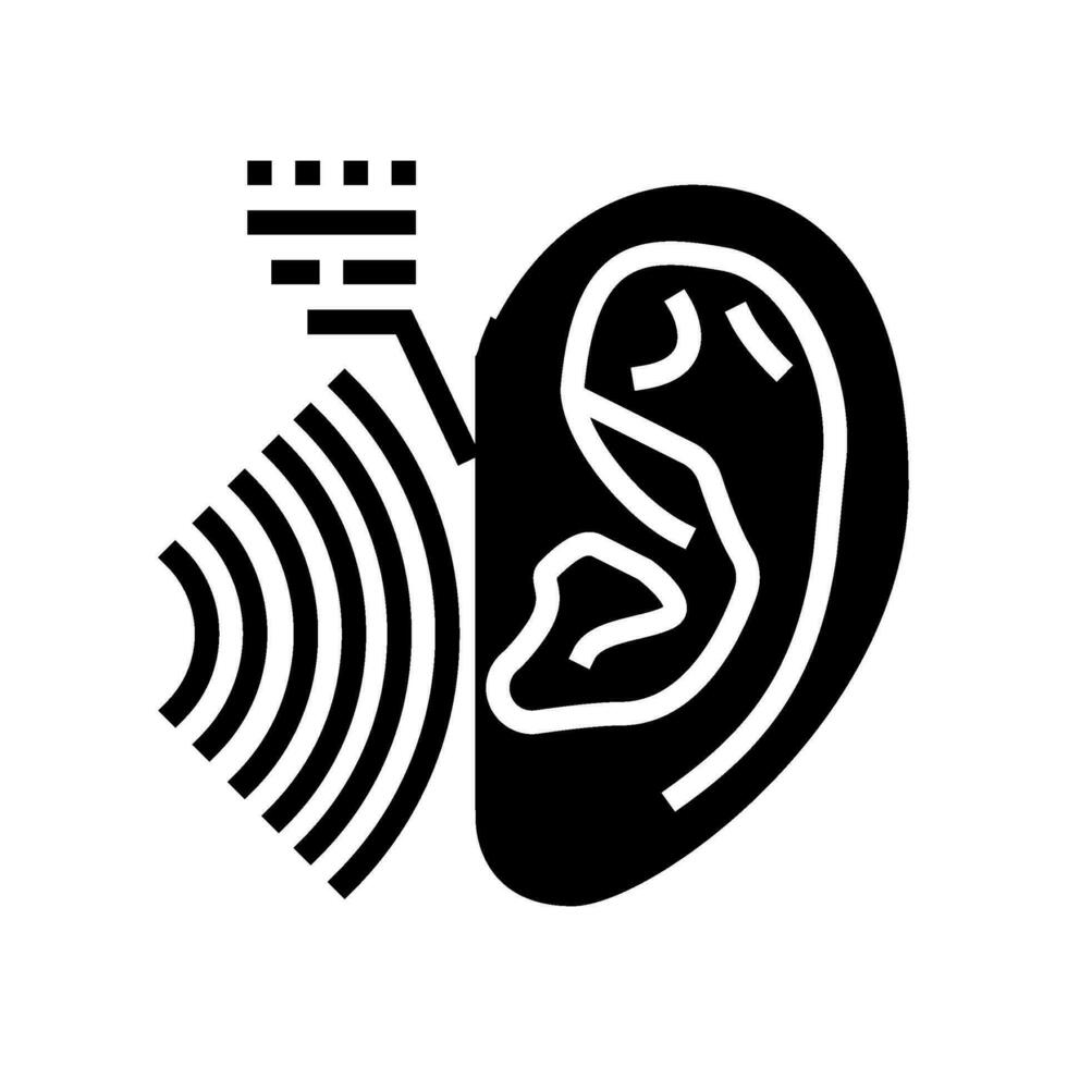escuchando prueba audiólogo médico glifo icono vector ilustración