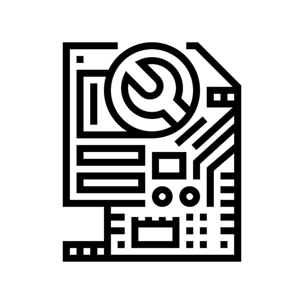 motherboard repair computer line icon vector illustration