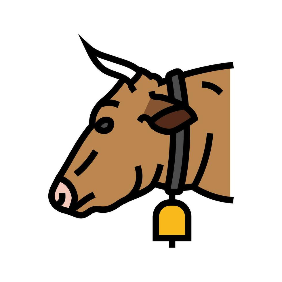 cow with bell color icon vector illustration
