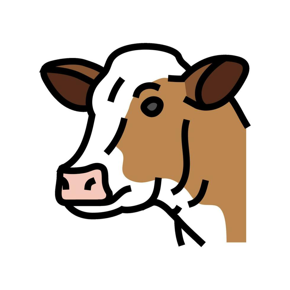 head cow animal color icon vector illustration