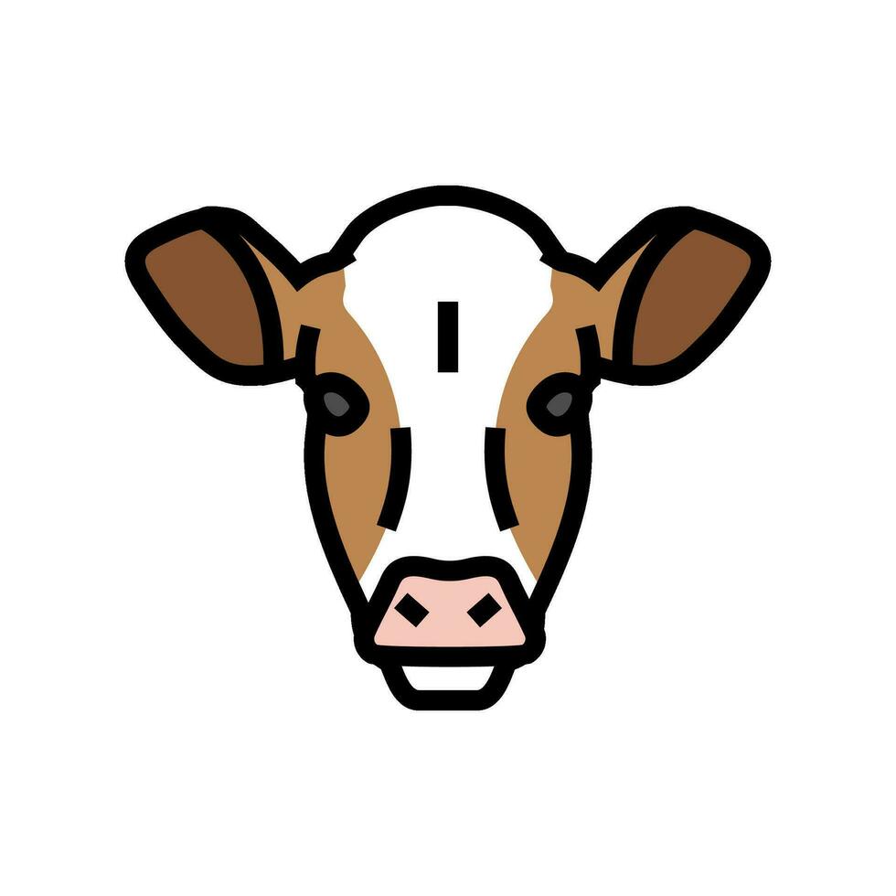 vaca cabeza granja color icono vector ilustración