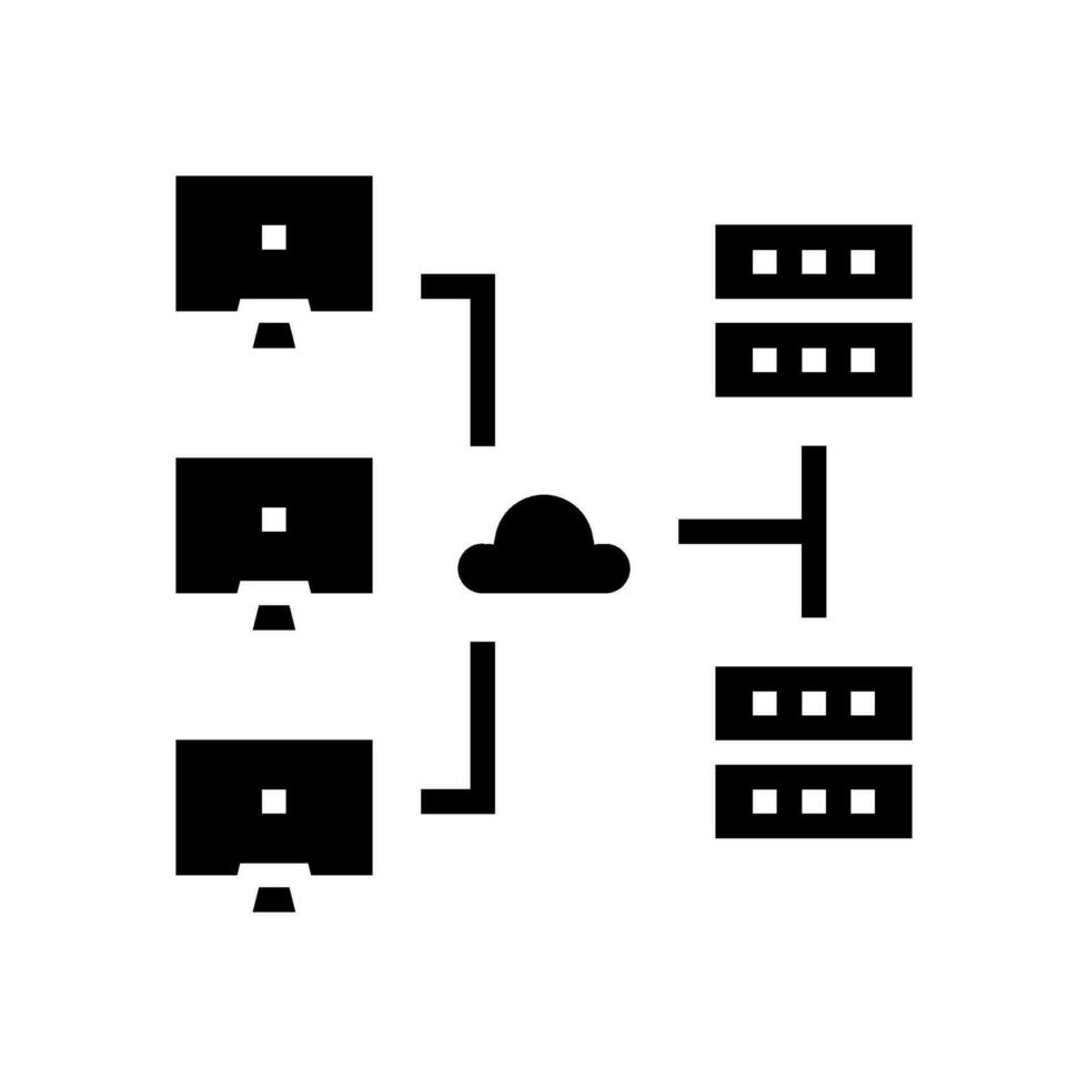 network configuration repair computer glyph icon vector illustration