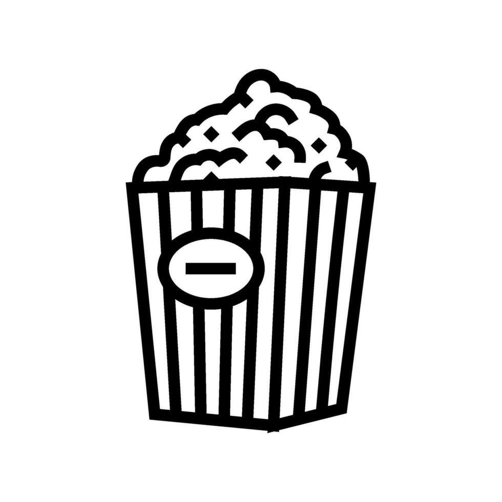 Cubeta palomitas de maiz caja delicioso línea icono vector ilustración