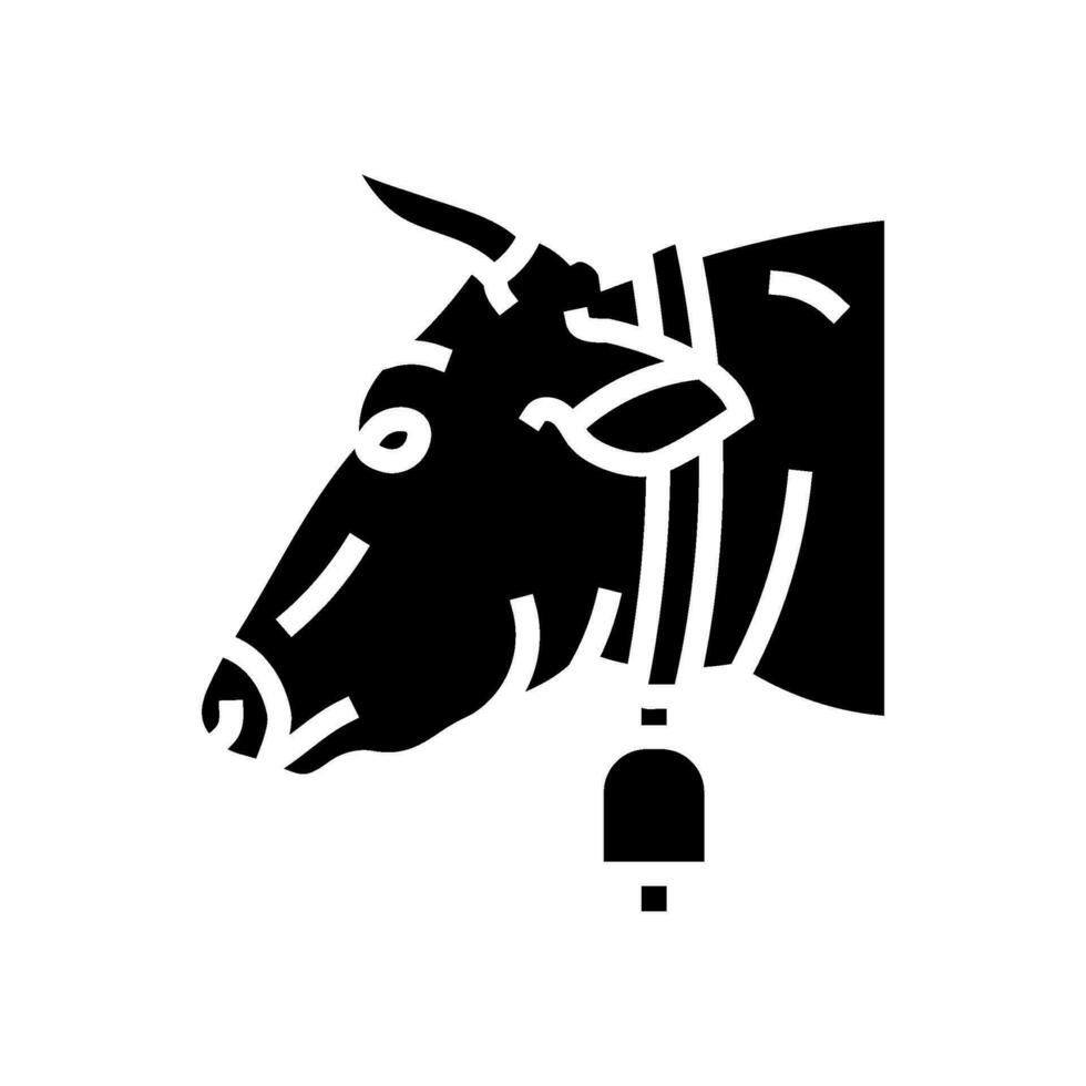 vaca con campana glifo icono vector ilustración