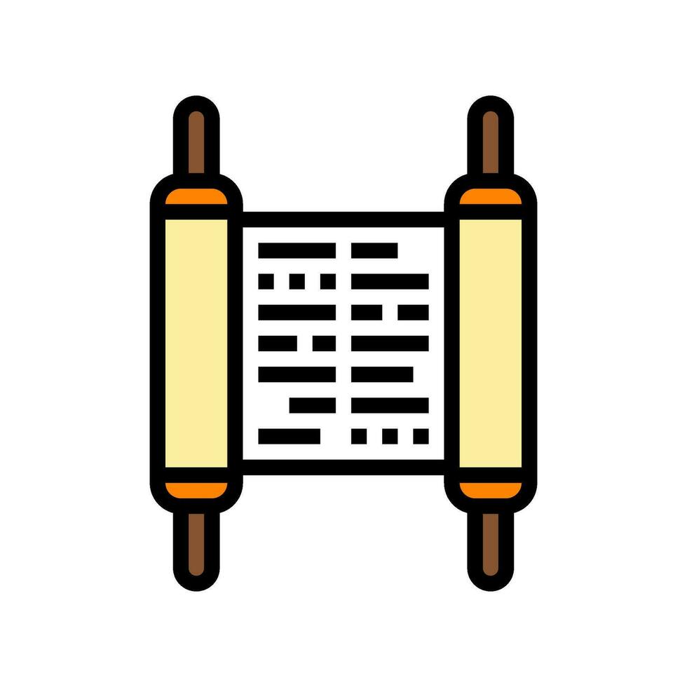 torah scroll jewish color icon vector illustration