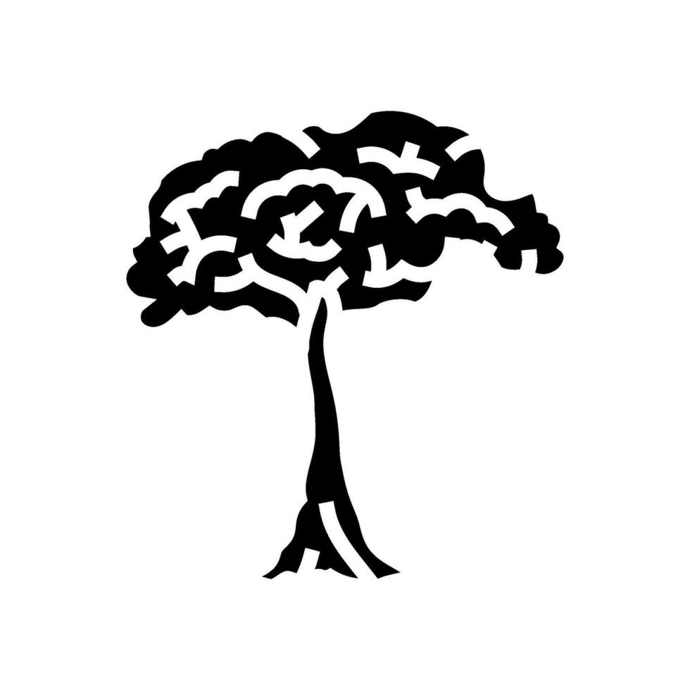 capoc árbol selva Amazonas glifo icono vector ilustración