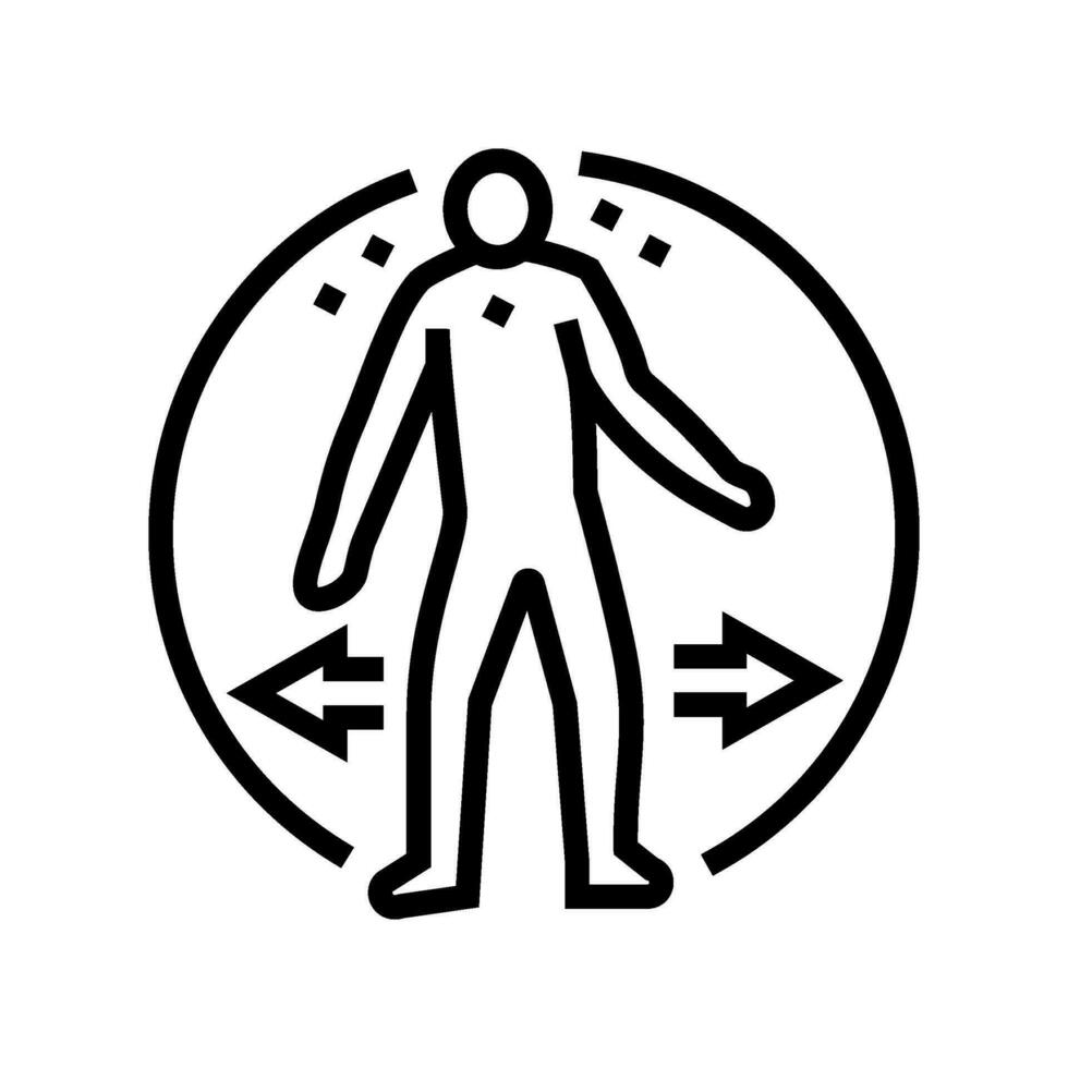 pérdida coordinación enfermedad síntoma línea icono vector ilustración