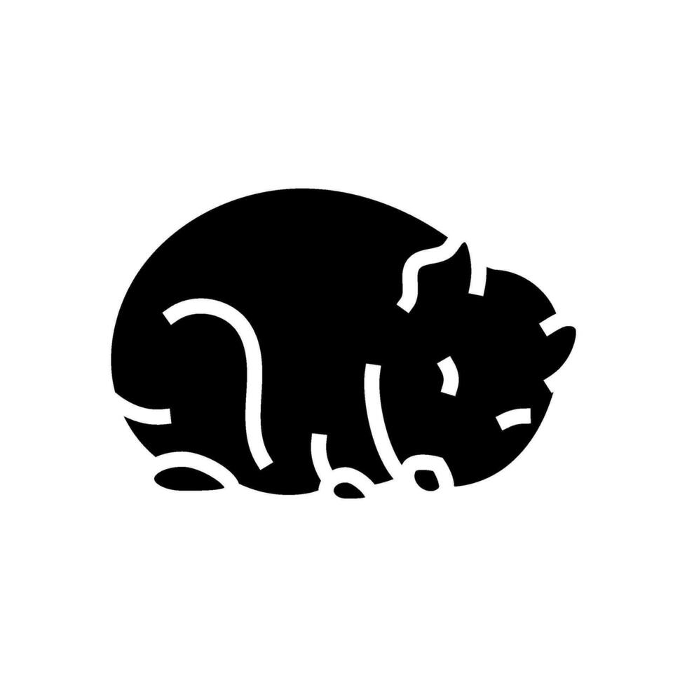 hámster dormido mascota glifo icono vector ilustración