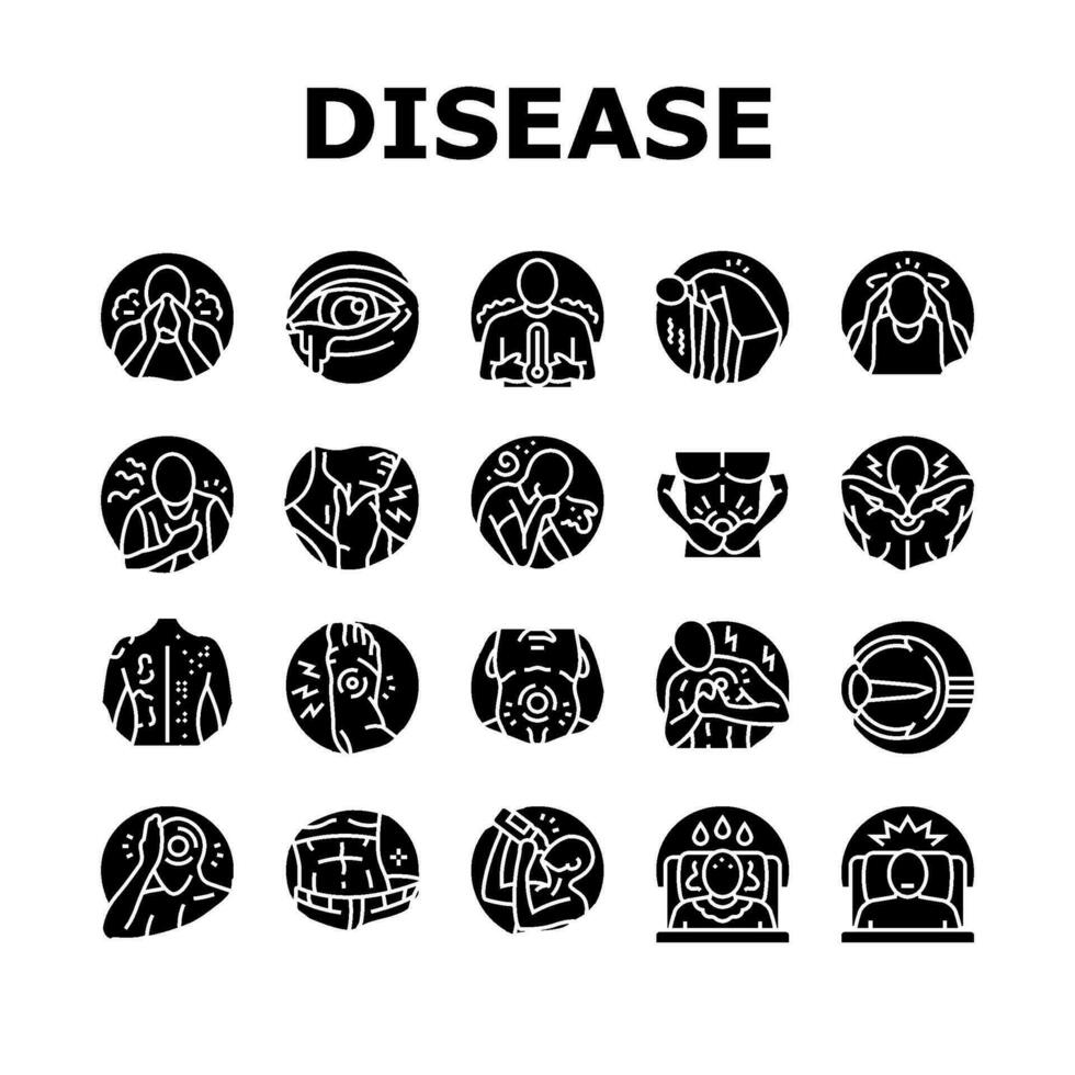 disease health heart icons set vector