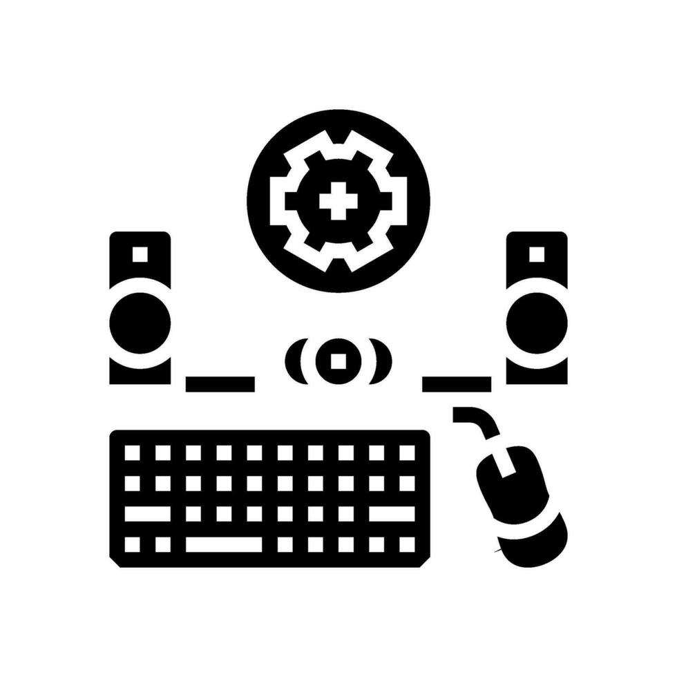 peripheral setup repair computer glyph icon vector illustration