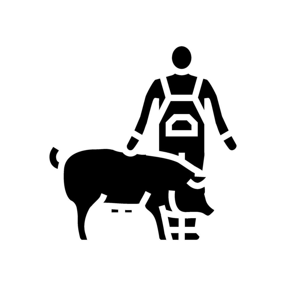 pig farmer animal glyph icon vector illustration