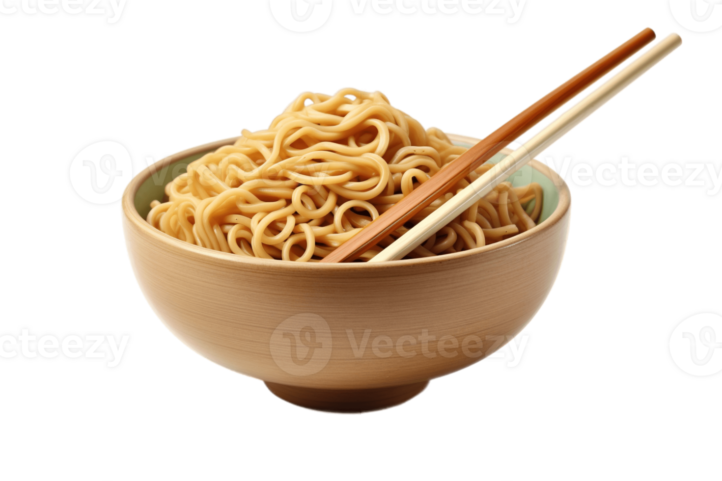 Bowl with instant noodles isolated on transparent background. PNG file, cut out. AI Generated