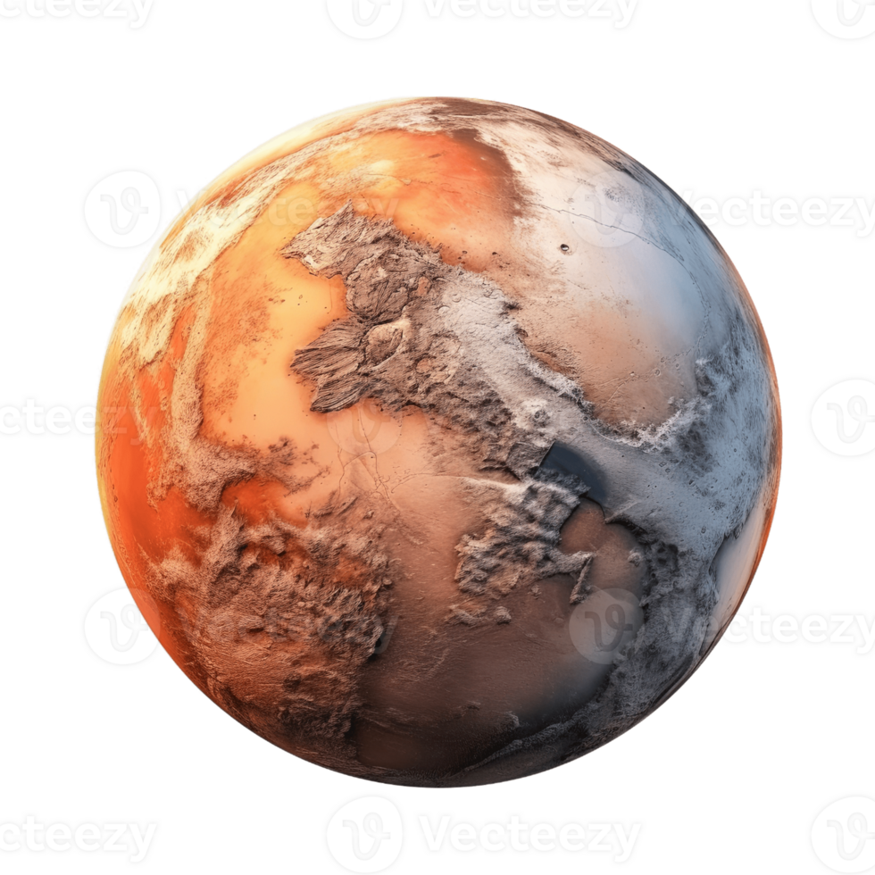 Mars planet isolated on transparent background. PNG file, cut out. AI Generated