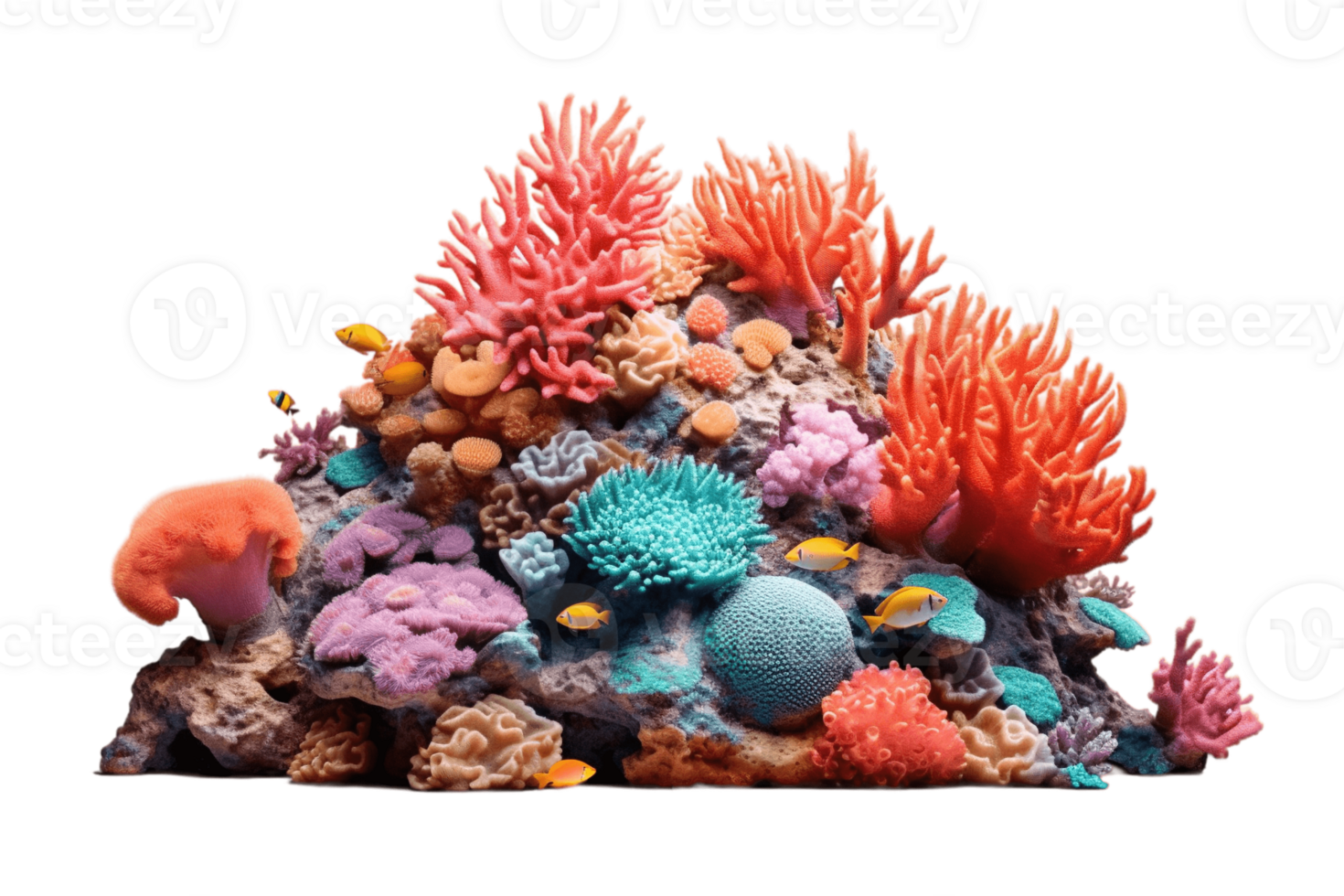 Coral reef isolated on transparent background. PNG file, cut out. AI Generated