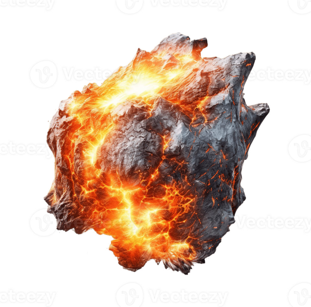 Fire asteroid isolated on transparent background. PNG file, cut out. AI Generated