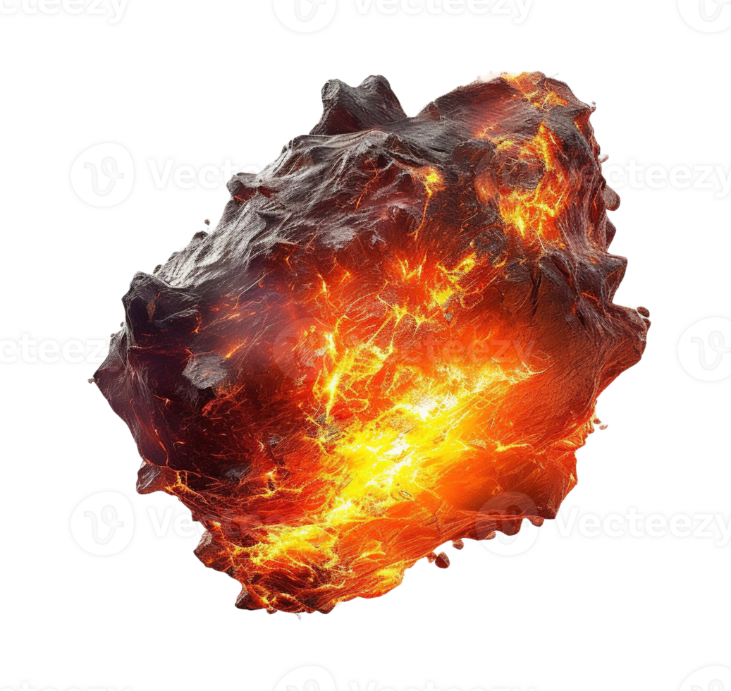 Fire asteroid isolated on transparent background. PNG file, cut out. AI Generated