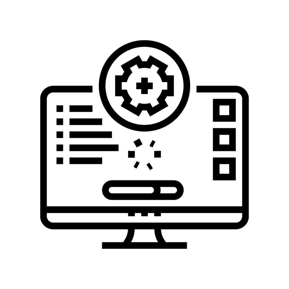 software updates repair computer line icon vector illustration