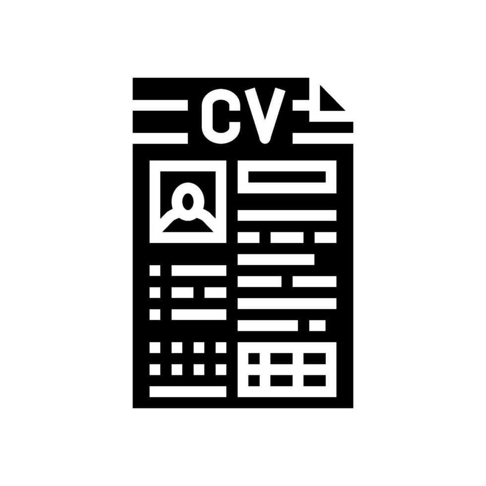 resume document interview job glyph icon vector illustration