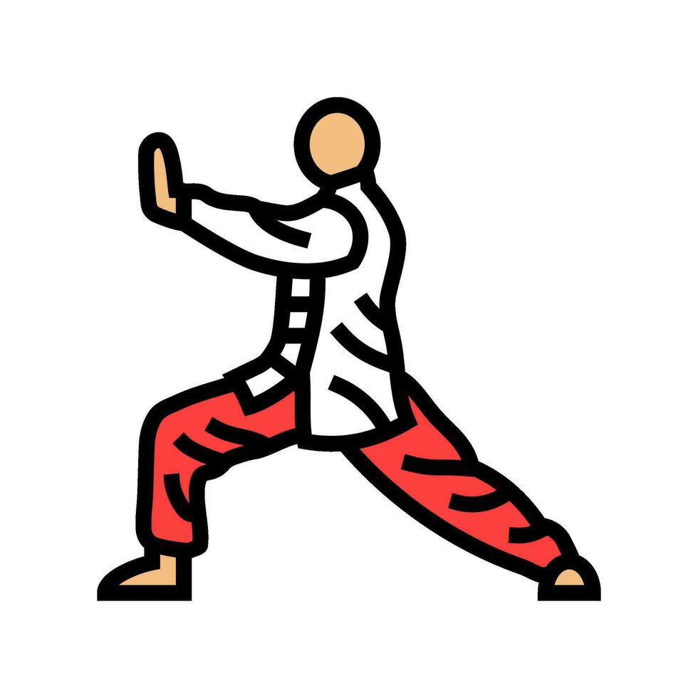 tai chi practice taoism color icon vector illustration